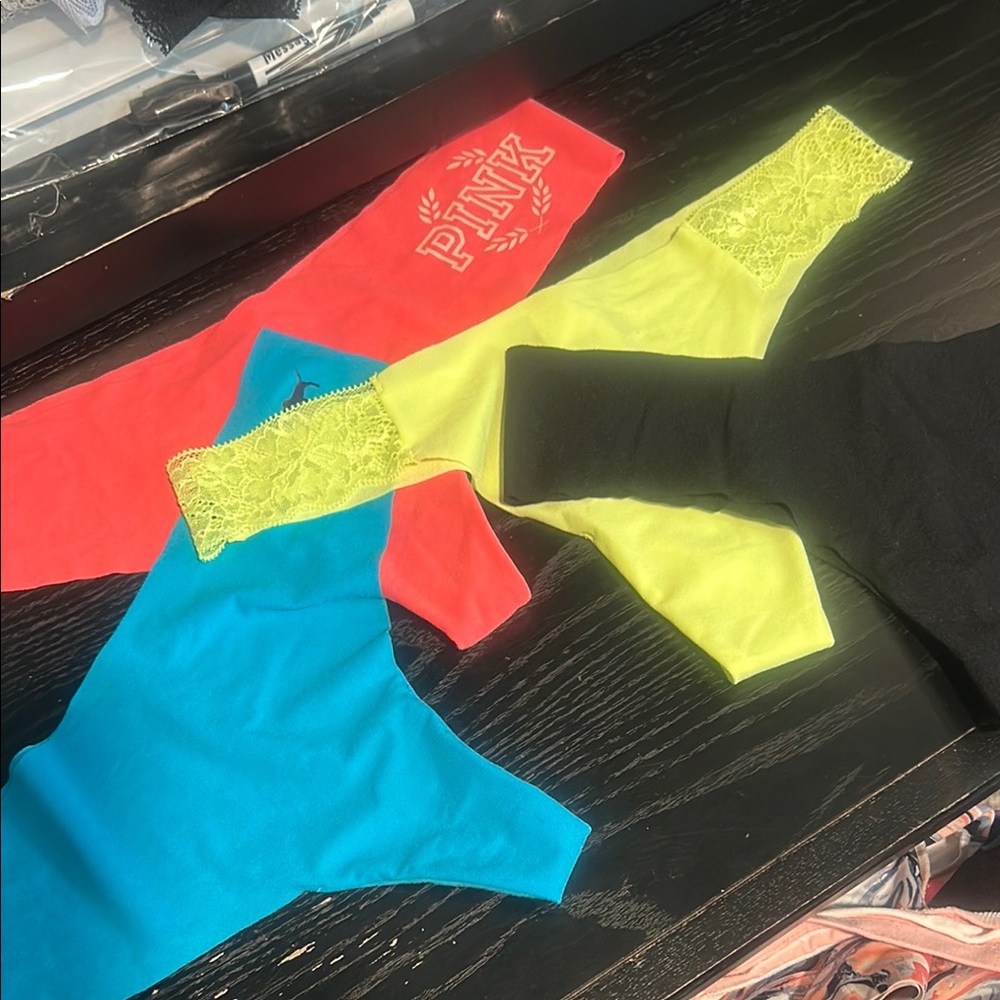 PINK Victoria's Secret Panties - Neon Yellow, Coral, Blue, Black